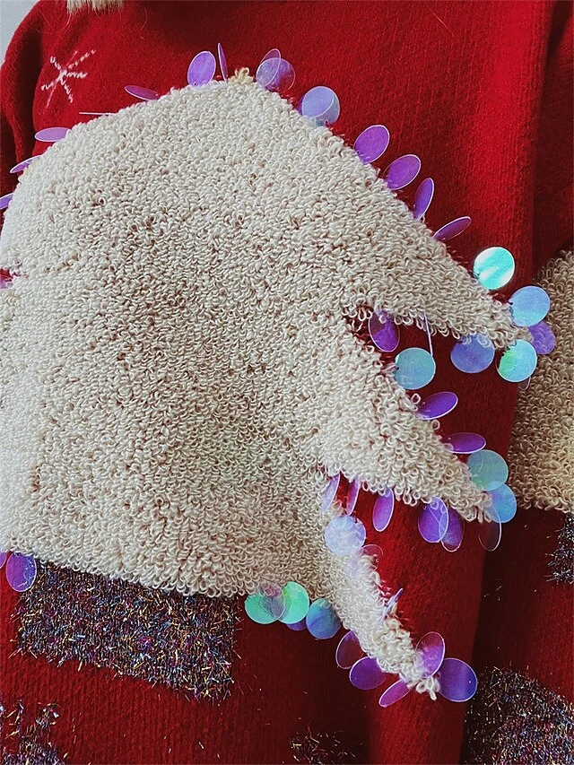 Women's Ugly Christmas Sweater Pullover Sweater Jumper Crew Neck Ribbed Knit Acrylic Sequins Fall Winter Regular Outdoor Christmas Daily Stylish Casual Soft Long Sleeve Elk Christmas Tree Snowflake 8 Women's Ugly Christmas Sweater Pullover Sweater Jumper Crew Neck Ribbed Knit Acrylic Sequins Fall Winter Regular Outdoor Christmas Daily Stylish Casual Soft Long Sleeve Elk Christmas Tree Snowflake - Image 6