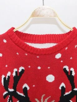 Women's Ugly Christmas Sweater Pullover Sweater Jumper Crew Neck Ribbed Knit Acrylic Knitted Fall Winter Outdoor Xmas Holiday Stylish Casual Soft Long Sleeve Elk Snowflake Wine Red S M L -Xmas Cothing Store eiihpx1666778207355