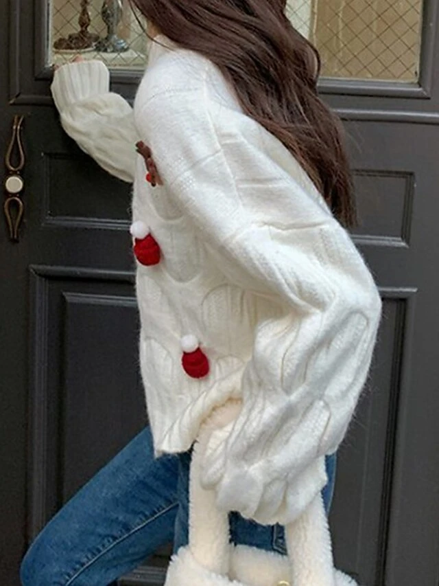 Women's Ugly Christmas Sweater Pullover Sweater Jumper Crew Neck Ribbed Knit Polyester Patchwork Fall Winter Regular Outdoor Christmas Daily Stylish Casual Soft Long Sleeve Elk Christmas Tree White 20 Women's Ugly Christmas Sweater Pullover Sweater Jumper Crew Neck Ribbed Knit Polyester Patchwork Fall Winter Regular Outdoor Christmas Daily Stylish Casual Soft Long Sleeve Elk Christmas Tree White - Image 18