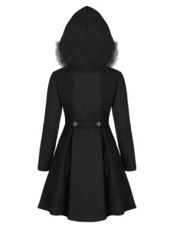 Women's Cloak / Capes Winter Coat Christmas Party Cosplay Xmas Over Coat With Hood Fall Long Pea Coat Hoodie Jacket With Fur Trim Halloween Windproof Warm Casual Jacket Long Sleeve Black Wine -Xmas Cothing Store eirmue1629006659332