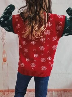 Women's Ugly Christmas Sweater Pullover Sweater Jumper Crew Neck Ribbed Knit Knit Patchwork Fall Winter Regular Outdoor Xmas Daily Stylish Casual Soft Long Sleeve Color Block Letter Santa Claus -Xmas Cothing Store ekltbt1696918493375