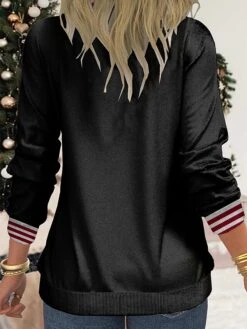 Women's Ugly Christmas Sweater Pullover Sweater Jumper Crew Neck Ribbed Knit Polyester Print Fall Winter Regular Outdoor Xmas Holiday Stylish Casual Soft Long Sleeve Santa Claus Print Black Red -Xmas Cothing Store ekxnok1695176572038