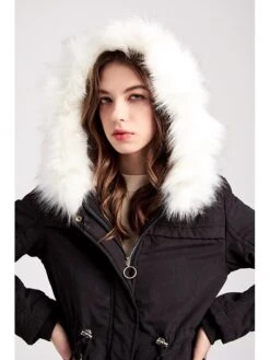 Women's Winter Coat Thicken Puffer Jacket Christmas Warm Fleece Parka With Removable Faux Fur Hood Zipper Drawstring Heated Coat Pocket Classic Outdoor Xmas Windproof Outerwear Red Pink Black Green -Xmas Cothing Store elenvm1695378457311