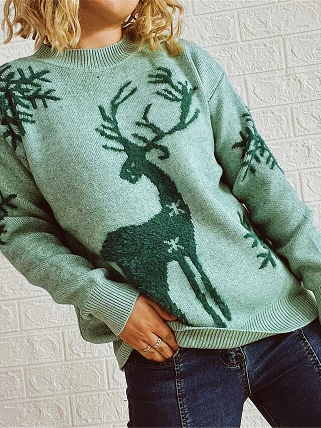 Women's Ugly Christmas Sweater Pullover Sweater Jumper Crew Neck Ribbed Knit Polyester Patchwork Fall Winter Regular Xmas Daily Going Out Stylish Casual Soft Long Sleeve Elk Pink Red Green S M L 4 Women's Ugly Christmas Sweater Pullover Sweater Jumper Crew Neck Ribbed Knit Polyester Patchwork Fall Winter Regular Xmas Daily Going Out Stylish Casual Soft Long Sleeve Elk Pink Red Green S M L - Image 2