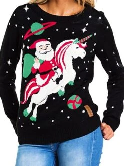 Women's Ugly Christmas Sweater Pullover Sweater Jumper Crew Neck Ribbed Knit Acrylic Knitted Fall Winter Outdoor Xmas Daily Stylish Casual Soft Long Sleeve Animal Santa Claus Black S M L 10 Women's Ugly Christmas Sweater Pullover Sweater Jumper Crew Neck Ribbed Knit Acrylic Knitted Fall Winter Outdoor Xmas Daily Stylish Casual Soft Long Sleeve Animal Santa Claus Black S M L -Xmas Cothing Store enrxfp1667811494391
