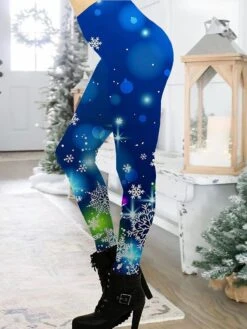 Women's Christmas Leggings Full Length Active Fashion Christmas Daily Navy Blue Royal Blue S XL Fall & Winter -Xmas Cothing Store eojcat1697528974648