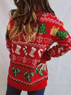 Women's Christmas Sweaters Pullover Sweater Jumper Crew Neck Chunky Knit Polyester Knitted Spring Fall Winter Regular Christmas Daily New Year Fashion Daily Vintage Style Long Sleeve Christmas Tree -Xmas Cothing Store eptogv1697539824080