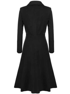 Women's Coat Party Xmas Outdoor Christmas Fall Winter Long Coat Regular Fit Windproof Warm Breathable Stylish Modern Style Casual Jacket Long Sleeve Plain Slim Fit Black Red -Xmas Cothing Store eqvaxr1695119798854