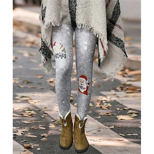 Women's Fleece Pants Xmas Tights Leggings Thermal Underwear Fleece Lined Dark Gray Khaki Red Vacation Casual Christmas Snowman Weekend Winter Print Stretchy Ankle-Length Thermal Warm Santa Claus 4 Women's Fleece Pants Xmas Tights Leggings Thermal Underwear Fleece Lined Dark Gray Khaki Red Vacation Casual Christmas Snowman Weekend Winter Print Stretchy Ankle-Length Thermal Warm Santa Claus - Image 2