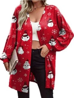 Women's Jacket Christmas Print Santa Claus Breathable Fashion Regular Fit Outerwear Xmas Long Sleeve Fall & Winter Navy S