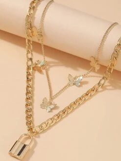 Pendant Necklace Layered Necklace For Women's Christmas Party Evening Gift Alloy Retro Butterfly