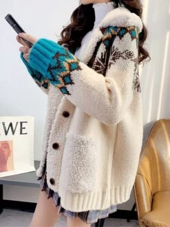 Women's Ugly Christmas Sweater Cardigan Sweater Shirt Collar Ribbed Knit Polyester Button Pocket Fall Winter Regular Outdoor Christmas Daily Stylish Casual Soft Long Sleeve Geometric Snowflake Red -Xmas Cothing Store etjlhl1696903339267