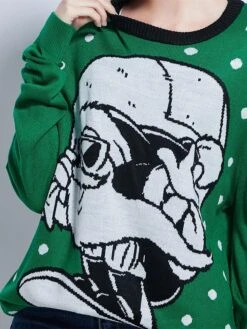 Women's Ugly Christmas Sweater Pullover Sweater Jumper Christmas Sweaters Crew Neck Ribbed Knit Acrylic Knitted Fall Winter Regular Outdoor Christmas Daily Stylish Casual Soft Long Sleeve Polka Dot -Xmas Cothing Store fanfde1697290675254