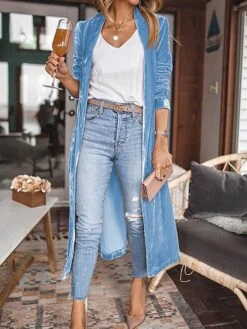 Women's Velvet Blazer Long Trench Coat Christmas Party Xmas Outfit Open Front Windproof Warm Winter Coat Fall Stylish Modern Casual Jacket Long Sleeve Plain Oversize Black Yellow Red -Xmas Cothing Store fbasmu1695715060902