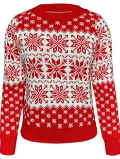 Women's Ugly Christmas Sweater Xmas Pullover Sweater Jumper Crew Neck Knit Acrylic Knitted Fall Winter Christmas Casual Soft Long Sleeve Snowflake White Red S M L -Xmas Cothing Store fcnmfd1632737998959