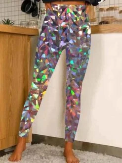 Women's Leggings Black Blue Black / Red Sparkle Sparkle & Shine Christmas Casual Xmas Leisure Sports Print Stretchy Ankle-Length Tummy Control Patterned S M L XL 2XL -Xmas Cothing Store fdxuuz1667208946291