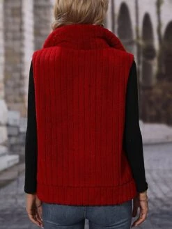 Women's Winter Coat Sherpa Vest Fleece Sleeveless Teddy Coat Christmas Xmas Gilet Fall Thermal Warm Windproof Heated Jacket Zip Up Red Coat -Xmas Cothing Store fexcwe1692250143032