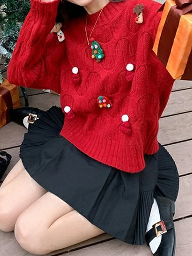 Women's Ugly Christmas Sweater Pullover Sweater Jumper Crew Neck Ribbed Knit Polyester Patchwork Fall Winter Regular Outdoor Christmas Daily Stylish Casual Soft Long Sleeve Elk Christmas Tree White 13 Women's Ugly Christmas Sweater Pullover Sweater Jumper Crew Neck Ribbed Knit Polyester Patchwork Fall Winter Regular Outdoor Christmas Daily Stylish Casual Soft Long Sleeve Elk Christmas Tree White - Image 11