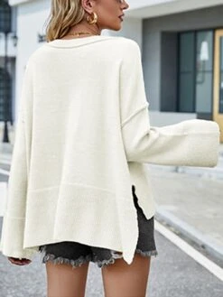 Women's Ugly Christmas Sweater Pullover Sweater Jumper Crew Neck Ribbed Knit Acrylic Split Flare Cuff Sleeve Fall Winter Regular Outdoor Christmas Daily Stylish Casual Soft Long Sleeve Solid Color -Xmas Cothing Store fgiepi1696823533008