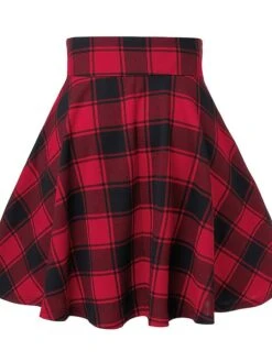 Women's Plaid Skirt Mini Black And White Red Green Skirts Xmas Casual Party Christmas S M L -Xmas Cothing Store fguqzd1627351994747