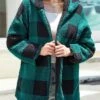 Women's Fleece Sherpa Jacket Winter Plaid Sherpa Jacket Christmas Open Front Fall Fit Thermal Warm WindproofCoat Casual Daily Xmas Street Jacket Long