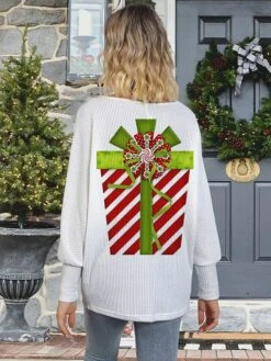 Women's Ugly Christmas Sweater Pullover Sweater Jumper Crew Neck Ribbed Knit Polyester Knitted Print Fall Winter Regular Outdoor Christmas Holiday Daily Stylish Casual Long Sleeve Animal Letter Santa -Xmas Cothing Store fhwihn1697771270520