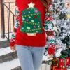 Women's Ugly Christmas Sweater Pullover Sweater Jumper Crew Neck Ribbed Knit Acrylic Oversized Fall Winter Short Xmas Daily Going Out Stylish Casual Soft Long Sleeve Christmas Tree Snowflake -Xmas Cothing Store fhwtrr1695262570335