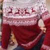 Women's Ugly Christmas Sweater Pullover Sweater Jumper Turtleneck Ribbed Knit Polyester Knitted Fall Winter Outdoor Xmas Holiday Stylish Casual Soft Long Sleeve Elk Snowflake Red S M L