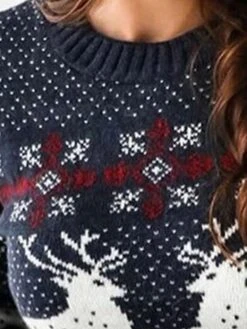 Women's Sweater Ugly Christmas Sweater Pullover Sweater Jumper Crew Neck Knit Rabbit Fur Knitted Fall Winter Xmas Christmas Daily Weekend Stylish Casual Soft Long Sleeve Animal Floral Red Blue S M L -Xmas Cothing Store fkevig1632306079958