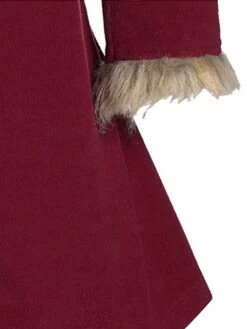 Women's Winter Coat Long Overcoat With Belt Christmas Party Wear Warm Single Breasted Pea Coat With Fur Collar Halloween Fall Trench Coat Dress Jacket Red Black Khaki Elegant Outerwear Casual Jacket -Xmas Cothing Store flzafd1639470932175