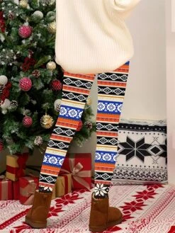 Women's Christmas Leggings High Waist Full Length High Cut Print Micro-elastic Active Fashion Daily Black White S M Fall Winter -Xmas Cothing Store fmkbjc1697527450536