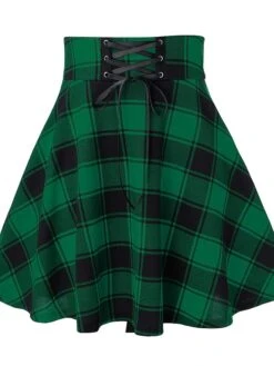 Women's Plaid Skirt Mini Black And White Red Green Skirts Xmas Casual Party Christmas S M L -Xmas Cothing Store fnakuv1606204259872
