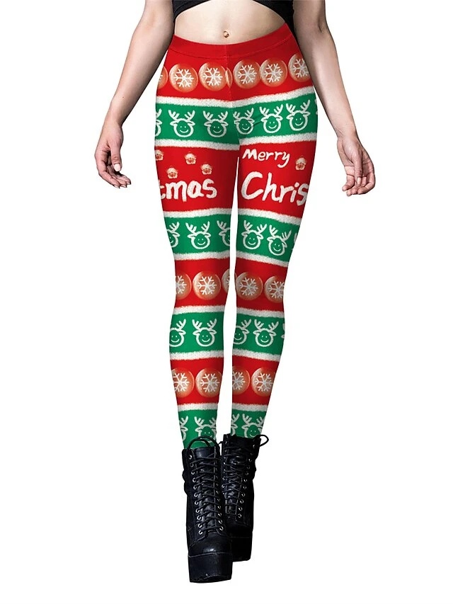 Women's Leggings Full Length Active Fashion Outdoor Christmas Black Red S M Fall Winter 6 Women's Leggings Full Length Active Fashion Outdoor Christmas Black Red S M Fall Winter - Image 4