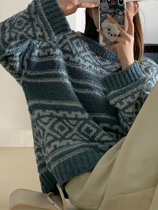 Women's Ugly Christmas Sweater Pullover Sweater Jumper Christmas Sweaters Crew Neck Ribbed Knit Acrylic Oversized Knitted Fall Winter Regular Outdoor Christmas Daily Vintage Fashion Casual Long Sleeve 6 Women's Ugly Christmas Sweater Pullover Sweater Jumper Christmas Sweaters Crew Neck Ribbed Knit Acrylic Oversized Knitted Fall Winter Regular Outdoor Christmas Daily Vintage Fashion Casual Long Sleeve - Image 4