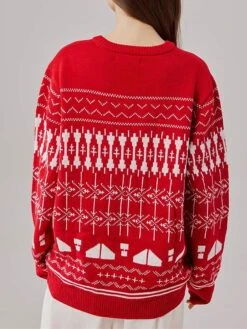 Women's Ugly Christmas Sweater Pullover Sweater Jumper Christmas Sweaters Crew Neck Ribbed Knit Acrylic Embroidered Knitted Fall Winter Regular Outdoor Xmas Daily Fashion Casual Soft Long Sleeve -Xmas Cothing Store foklmr1697290682180