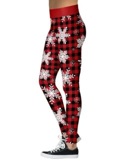 Women's Leggings Xmas Green Wine Red Mid Waist Sports Streetwear Christmas Weekend Print Micro-elastic Ankle-Length Comfort Heart S M L XL / Slim -Xmas Cothing Store foliqt1629428687845