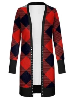 Women's Ugly Christmas Sweater Cardigan Sweater Jacket V Neck Ribbed Knit Polyester Button Knitted Print Fall Winter Long Outdoor Christmas Daily Fashion Casual Soft Long Sleeve Plaid Elk Christmas -Xmas Cothing Store foqafj1697290890887