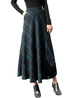 Women's Skirt A Line Swing Long Plaid Print Skirt Maxi Red Navy Blue Skirts Fall & Winter High Waist Fashion Xmas Elegant Christmas Street S M L -Xmas Cothing Store foytub1693380758841