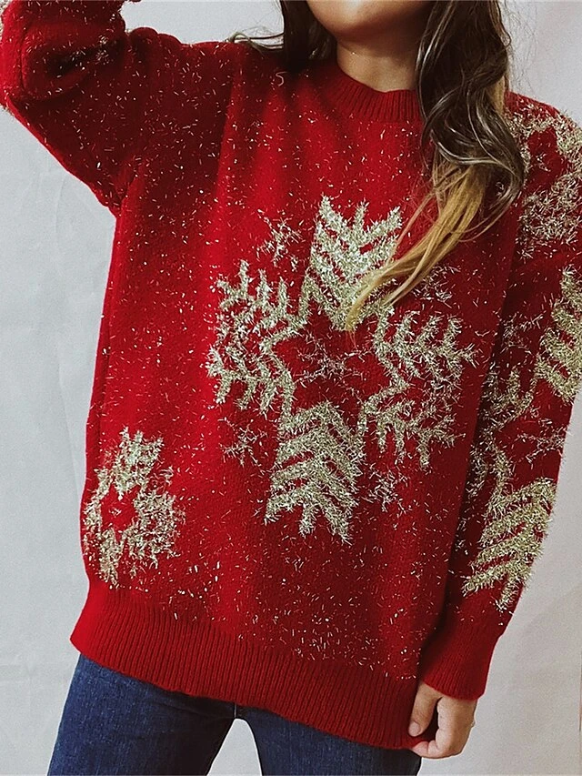 Women's Ugly Christmas Sweater Pullover Sweater Jumper Crew Neck Ribbed Knit Acrylic Oversized Fall Winter Regular Outdoor Christmas Daily Stylish Casual Soft Long Sleeve Snowflake Black Red Beige S 8 Women's Ugly Christmas Sweater Pullover Sweater Jumper Crew Neck Ribbed Knit Acrylic Oversized Fall Winter Regular Outdoor Christmas Daily Stylish Casual Soft Long Sleeve Snowflake Black Red Beige S - Image 6