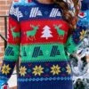 Women's Ugly Christmas Sweater Pullover Sweater Jumper Crew Neck Ribbed Knit Acrylic Patchwork Fall Winter Regular Xmas Daily Going Out Stylish Casual Soft Long Sleeve Color Block Elk Blue S M L -Xmas Cothing Store ftiflv1695029162475