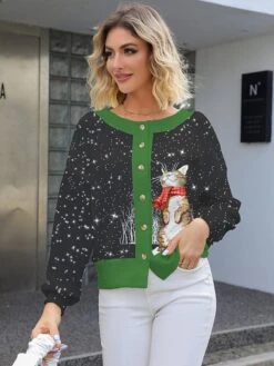 Women's Ugly Christmas Sweater Pullover Sweater Jumper Christmas Sweaters Crew Neck Ribbed Knit Acrylic Knitted Print Fall Winter Regular Outdoor Xmas Daily Stylish Casual Soft Long Sleeve -Xmas Cothing Store ftkxli1697291256683