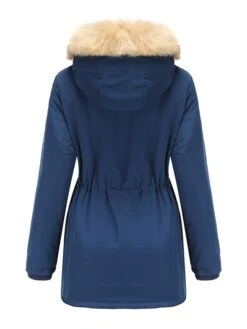 Women's Winter Coat Jacket Parka Warm Breathable Outdoor Christmas Daily Wear Vacation Xmas Pocket Fur Collar Fleece Lined Zipper Hoodie Elegant Lady Comfortable Solid Color Regular Fit Outerwear -Xmas Cothing Store ftpssm1664516982617