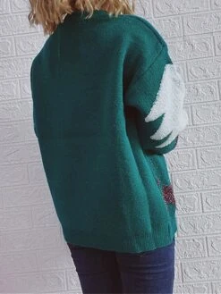 Women's Ugly Christmas Sweater Pullover Sweater Jumper Crew Neck Ribbed Knit Polyester Patchwork Fall Winter Regular Outdoor Christmas Daily Stylish Casual Soft Long Sleeve Elk Christmas Tree Red -Xmas Cothing Store ftuakg1696903359512