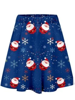 Women's Skirt Swing Mini Red Skirts Fall & Winter Print High Waist Fashion Casual Ugly Christmas Street Xmas S M L -Xmas Cothing Store ftzudo1695014002743