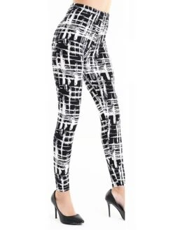 Women's Tartan Print Leggings Full Length Vacation Fashion Christmas Rhombus Pink And Black Navy Blue Stripes One-Size Fall Winter -Xmas Cothing Store fuzuqn1696232183310