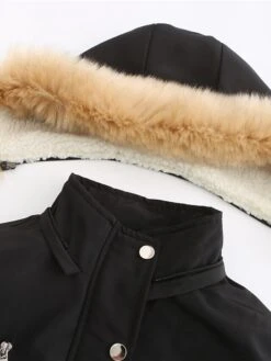 Women's Winter Coat Jacket Parka Warm Breathable Outdoor Christmas Daily Wear Vacation Xmas Pocket Fur Collar Fleece Lined Zipper Hoodie Elegant Lady Comfortable Solid Color Regular Fit Outerwear -Xmas Cothing Store fwdxqm1664516981892