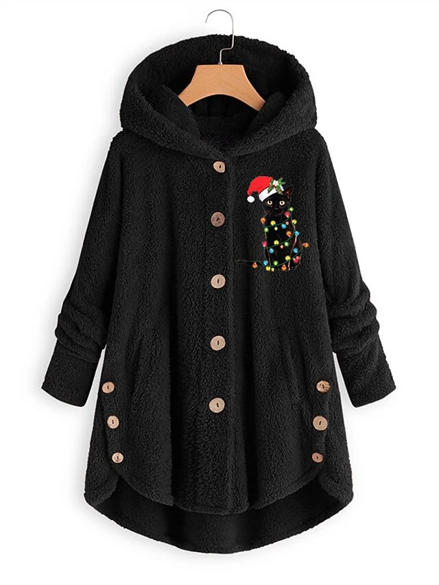 Women's Fleece Jacket Sherpa Jacket Teddy Coat Windproof Warm Outdoor Christmas Daily Wear Vacation Button Pocket Print Single Breasted Hoodie Plush Casual Daily Modern Xmas Animal Regular Fit 5 Women's Fleece Jacket Sherpa Jacket Teddy Coat Windproof Warm Outdoor Christmas Daily Wear Vacation Button Pocket Print Single Breasted Hoodie Plush Casual Daily Modern Xmas Animal Regular Fit - Image 3