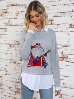 Women's Ugly Christmas Sweater Pullover Sweater Jumper Crew Neck Ribbed Knit Polyester Knitted Print Fall Winter Regular Outdoor Xmas Holiday Daily Stylish Casual Long Sleeve Animal Christmas -Xmas Cothing Store fxorpl1697290820041