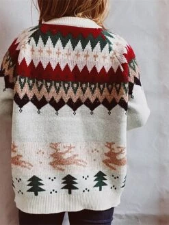 Women's Ugly Christmas Sweater Pullover Sweater Jumper Crew Neck Crochet Knit Acrylic Knitted Fall Winter Christmas Holiday Stylish Casual Soft Long Sleeve Xmas Tree White Red Navy Blue S M L -Xmas Cothing Store gatccc1659414998071