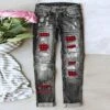 Women's Jeans Distressed Jeans Denim Light Blue Dark Blue Grey Fashion Christmas Xmas Street Casual Side Pockets Baggy Micro-elastic Full Length Comfort Graphic S M L XL XXL / Cut Out / Ripped -Xmas Cothing Store gcifjv1666250964972